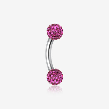 Multi-Gem Sparkle Curved Barbell Eyebrow Ring-Fuchsia